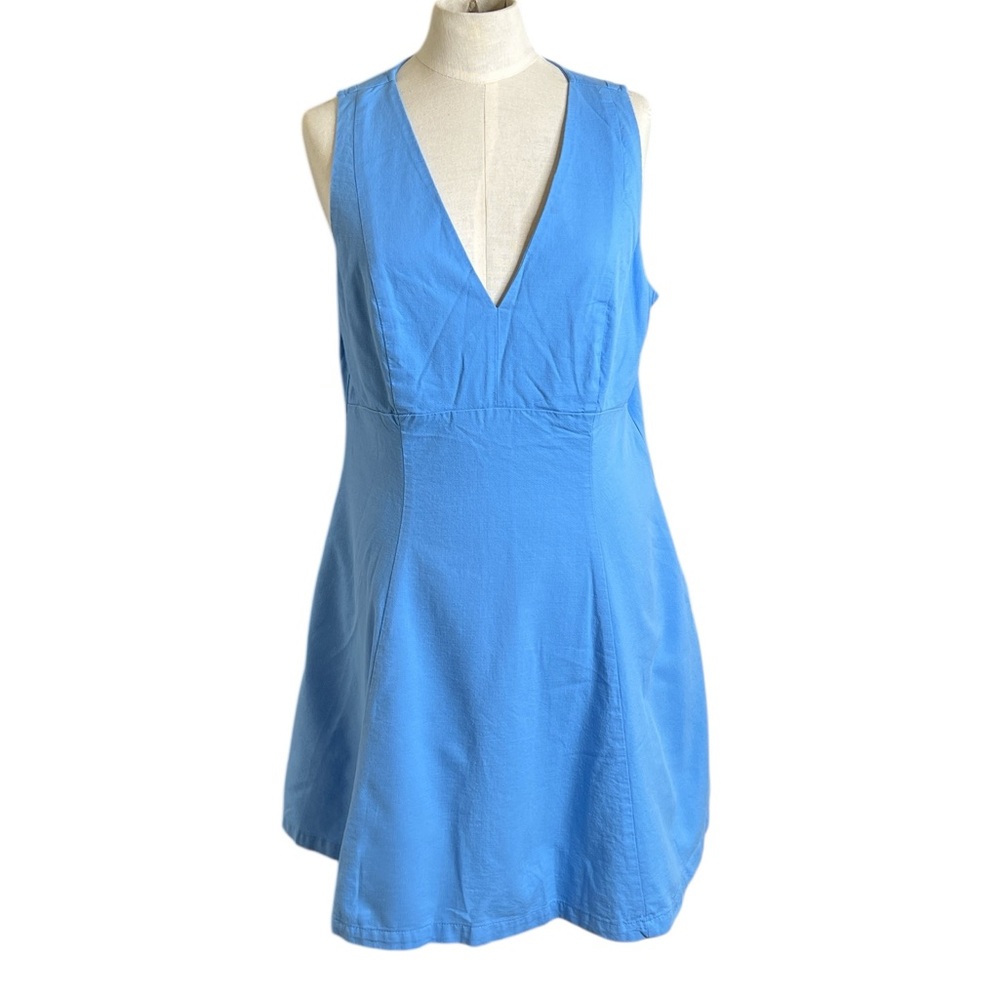 A New Day Blue Textured V-Neck Mini Dress with Pockets